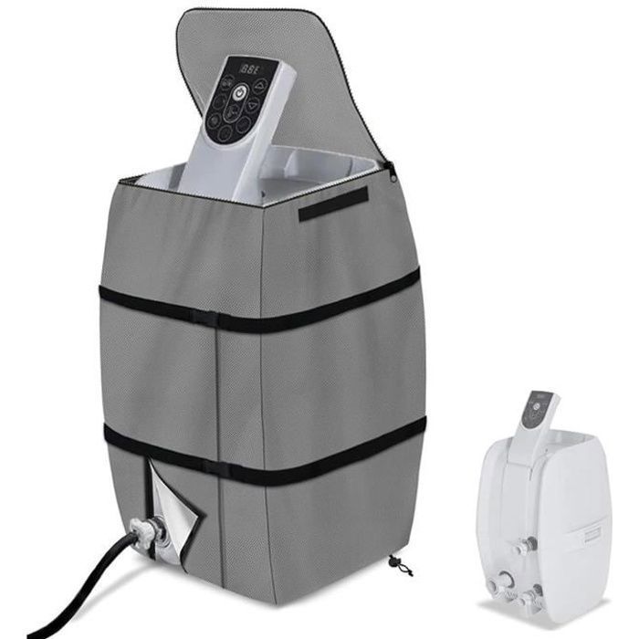 Housse de pompe isolée pour spa - 43x38x54 cm - Gris - Imperméable - Résistante - Rectangulaire