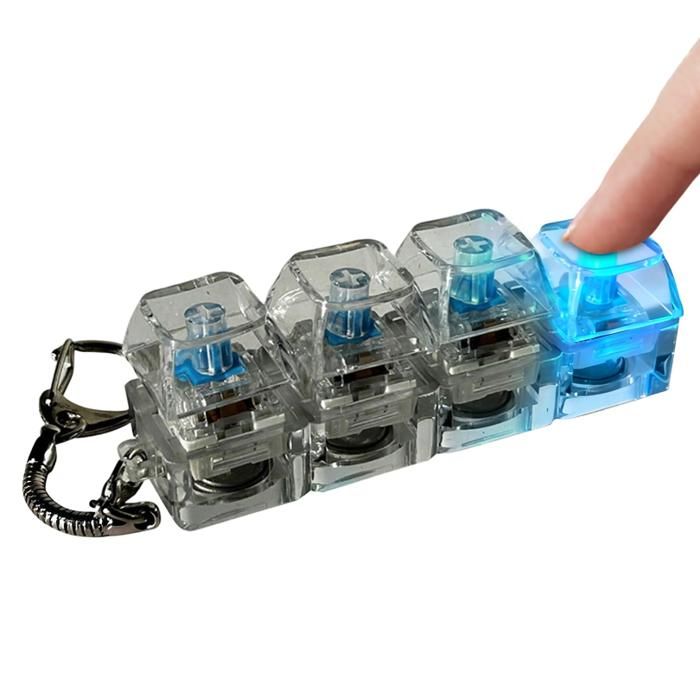 Porte-clés Testeur Touches Mécanique 4 Touches LED - Anti-Stress Maison Bureau