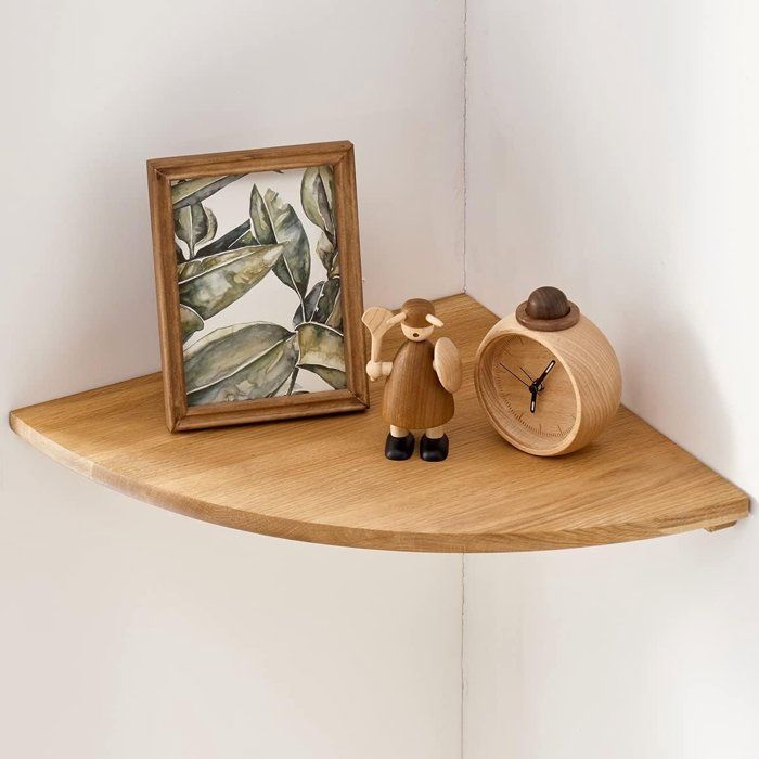 Étagère dangle - étagère murale - Diamètre 25 cm - étagère flottante en chêne avec extrémités arrondies - étagère murale pour