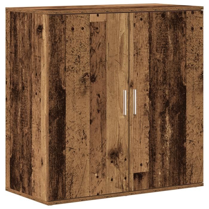 Buffet en bois vieilli - vidaXL - 79x38x80 cm - Marron - Bois massif - 2 portes - Finition vieillie - Rangement spacieux