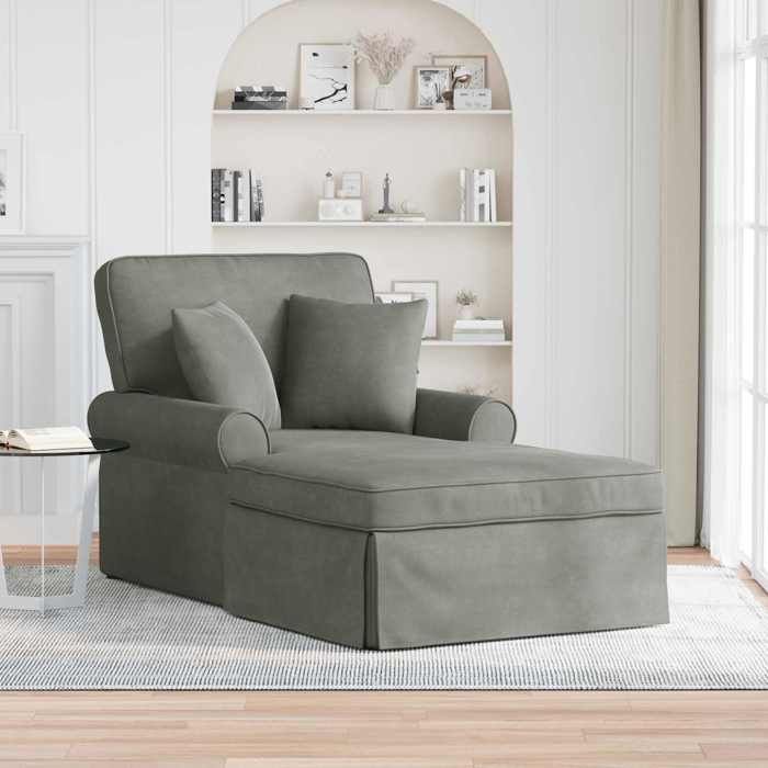 （ON SALE)Méridienne - Confort optimal - 1 place - Chaise lounge avec jupe Gris clair 91x157x91 cm - 91x157x91 cm @FR(393676)