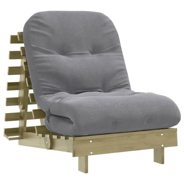 Canapé-lit futon en bois - vidaXL - Dossier réglable - 70x206x11 cm - Bois de pin imprégné - Matelas en mousse - Naturel Canapé-lit futon en bois - vidaXL - Dossier réglable - 70x206x11 cm - Bois de pin imprégné - Matelas en mousse - Naturel