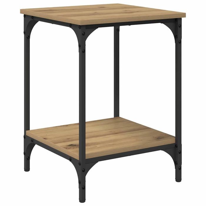 Table basse industrielle - vidaXL - Chêne artisanal - 40x40x55 cm - Bois dingénierie - 1 étagère