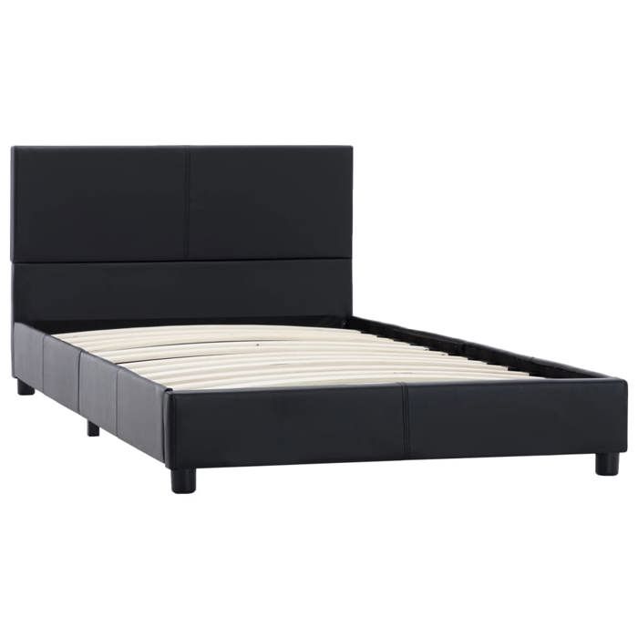 BEST-HOME Meuble de chambre - UU - Cadre de lit Noir Similicuir 100 x 200 cm HH12848