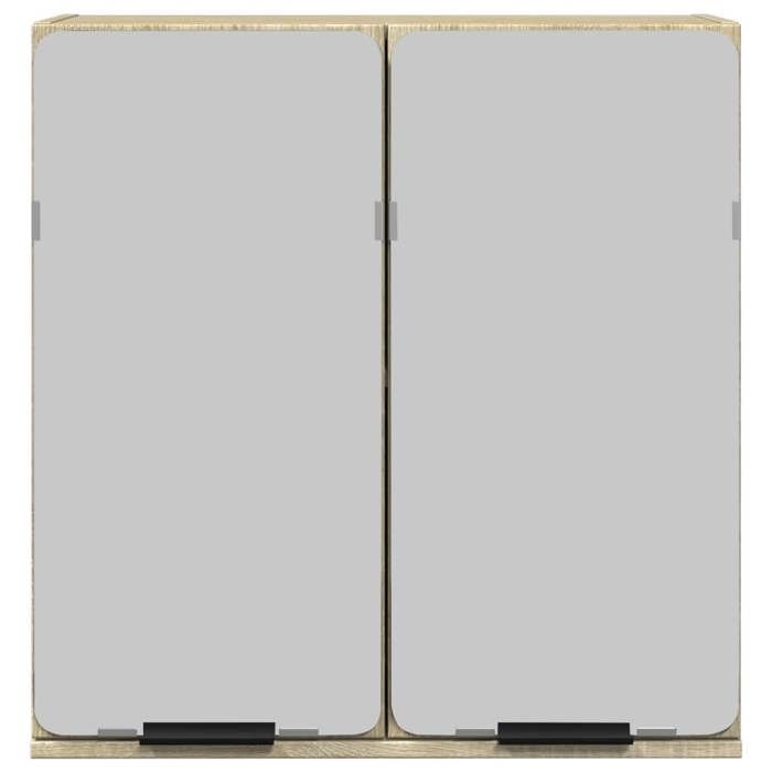 HOT SALE*Armoire de salle de bain à miroirCLARENCE60 kg capacitéPlacard Mural chêne sonoma bois ingénierie - M770835