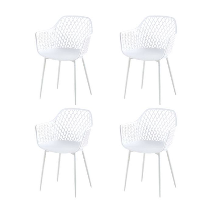 EGGREE Lot de 4 chaises de Jardin avec accoudoirs Fauteuil Lounge - Chaises de Jardin - Charge maximale : 120 kg - Blanc EGGREE Lot de 4 chaises de Jardin avec accoudoirs Fauteuil Lounge - Chaises de Jardin - Charge maximale : 120 kg - Blanc