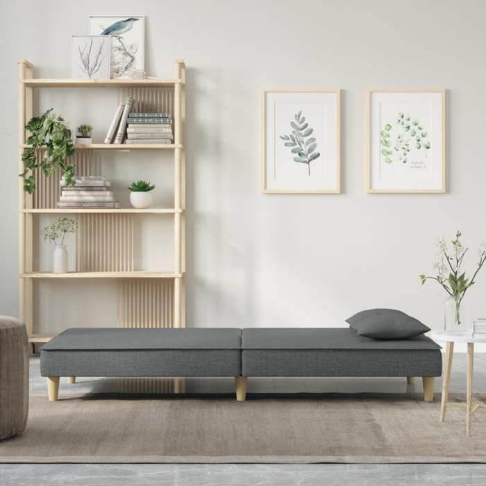 Promo 2026Canapé-lit - SARAZYJ - meuble de salon - 2 PERSONNES - gris foncé tissu - S3021945
