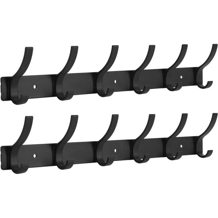 2 Pièces Porte Manteau Mural Métal Robuste Patere Porte Manteau Noir pour une Entrée Chambre pour Accrocher Manteaux Vestes-40cm