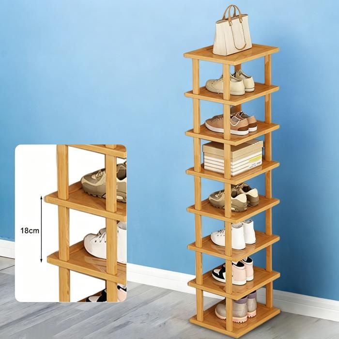 Étagère à Chaussures en Bois - WILITTO - 8 Niveaux - Grande Capacité de Charge - Multifonctionnel - Gain de Place - 23x25x134cm