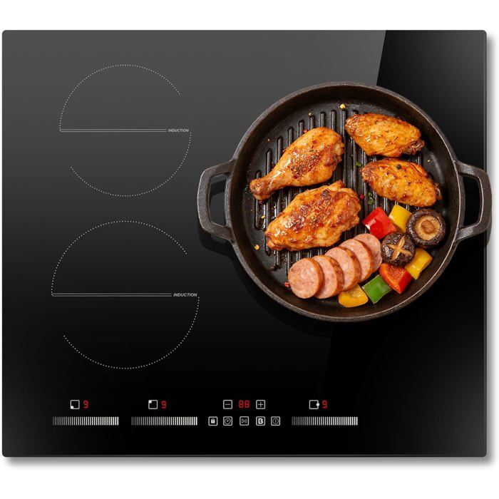 Plaque De Cuisson À Induction 3 Feux Plaque À Induction Encastrable 60 Cm 6500 W Commande Tactile Sécurité Enfants Booster 9 Nivea