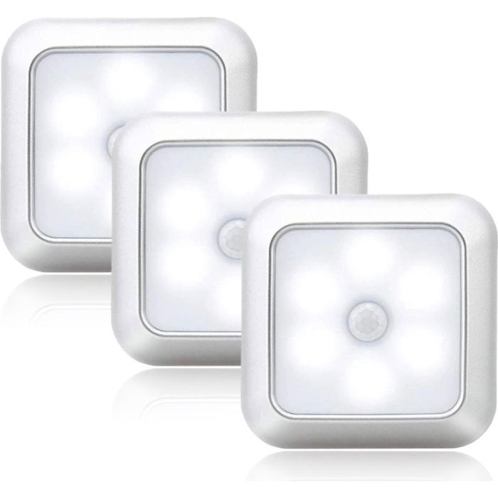 Veilleuse LED - Détecteur de présence - Ensemble de 3 pièces - Détecteurs de présence et de luminosité - Lumière blanche froide - C
