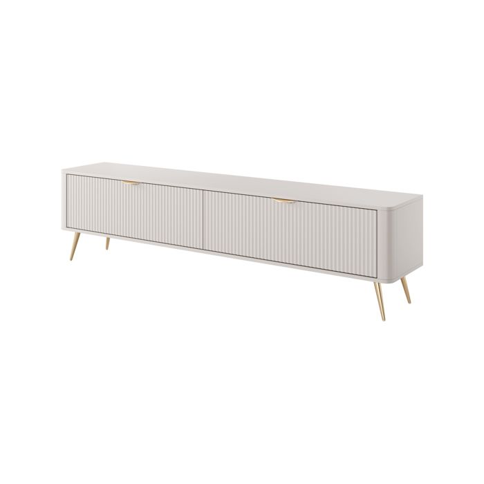 Meuble TV - 3XE LIVING - 200 x 38 x 51 2 cm - Beige - Panneau stratifié & MDF - Pieds métal