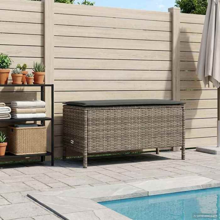 Pouf dextérieur 80x38x45 cm en résine tressée gris foncé - vidaXL - Charge 110 kg par siège 401044