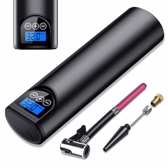 120PSI Mini Compresseur Gonfleur Electrique Digital avec Grand Ecran LCD Lampe LED /à Batteire Rechargeable de Lithium-lon 2200mAh Compresseur d/’Air Portatif 12V