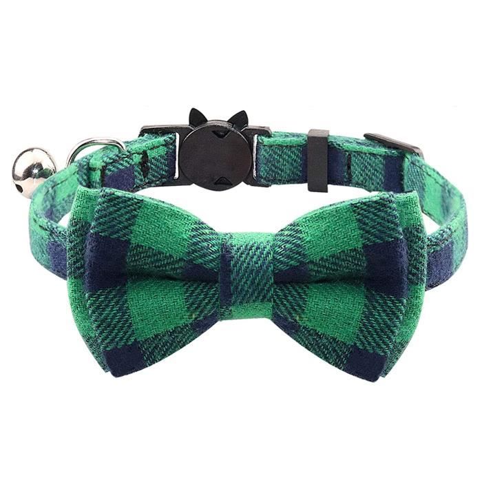 Collier Chat Anti Etranglement Collier Pour Chat Avec Clochette Et Nœud Papillon Collier De Chat 1 Pack Vert Cdiscount