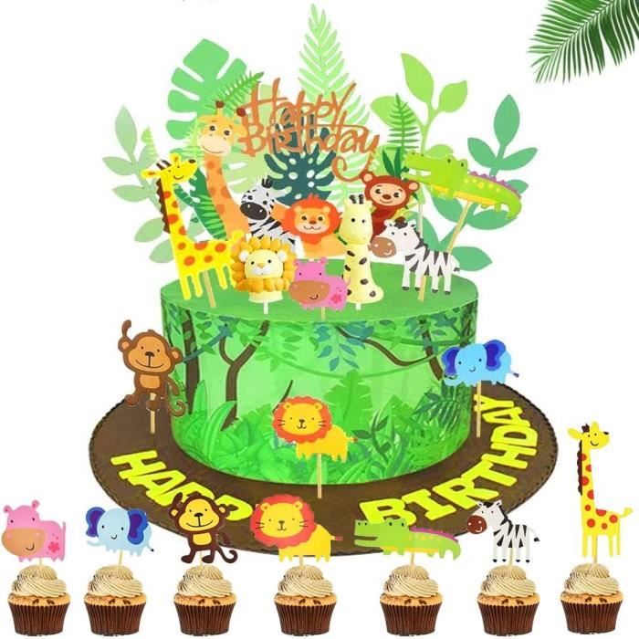 Jungle Animal Cake Topper DIY Dessert Décoration De Gâteau Joyeux  Anniversaire Topper Cupcake Toppers pour Garçon Fille Enfant[1857] -  Cdiscount Maison