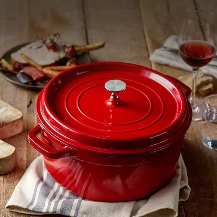 Marmite En émail 2,5L Avec Couvercle - Casserole Antiadhésive Multifonction - Pour Soupes, Plats Chauds, Famille