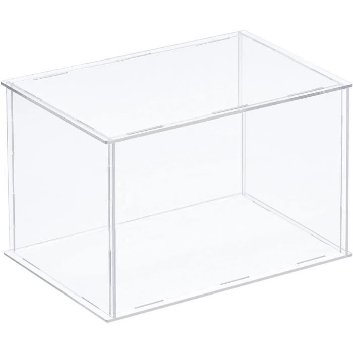 acrylique affiche boîte plastique boîte cube stockage boîte transparent assemblage antipoussière vitrine 31x21x20.5cm pour objets co
