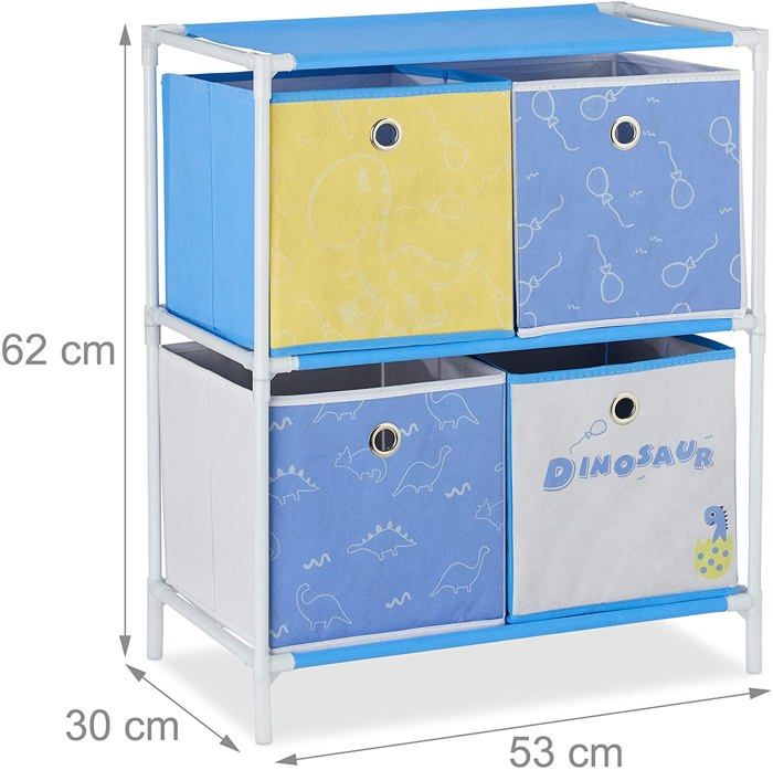 Étagère Rangement Jouets Relaxdays Avec Boîtes Lama - 89x27.5x30cm - Multicolore