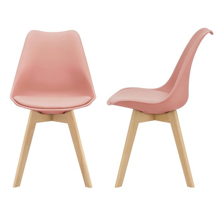 Lot de 2 chaises de salle à manger siège scandinave cuisine plastique synthétique hêtre 81