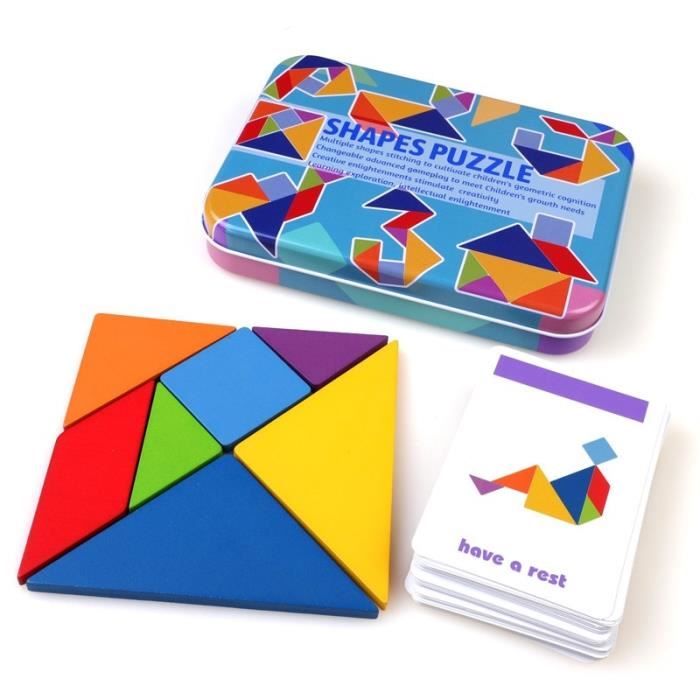 Tangram en bois avec 25 cartes modèles multicolore Janod | La Redoute