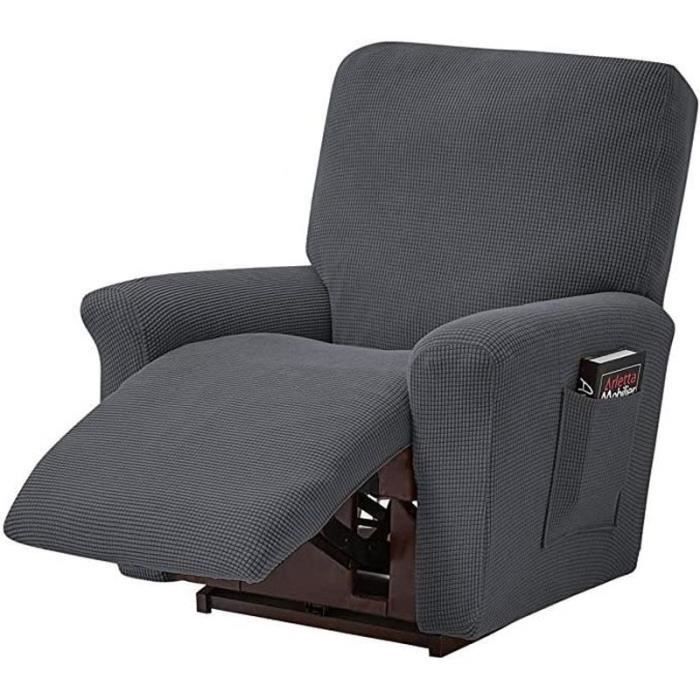 Housses de Canapé - Jacquard - Lot de 4 - Extensibles - Gris Foncé - Pour fauteuil inclinable