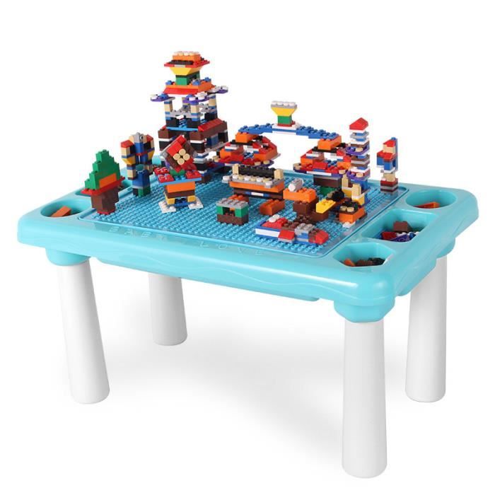Table De Jeu Pour Enfant Etude Table Organisateur 300 Petites Particules Assemblees Blocs Construction Multifonctionnel Cdiscount Jeux Jouets