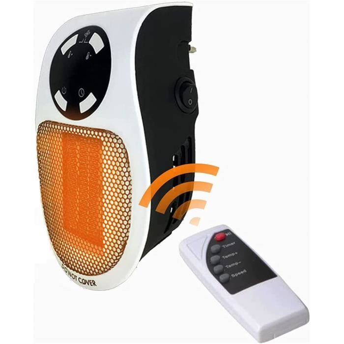 Mini chauffage portable sans fil en céramique, contrôleur de température  15-32ºC,, MUG-18, 450, Noir/Rouge