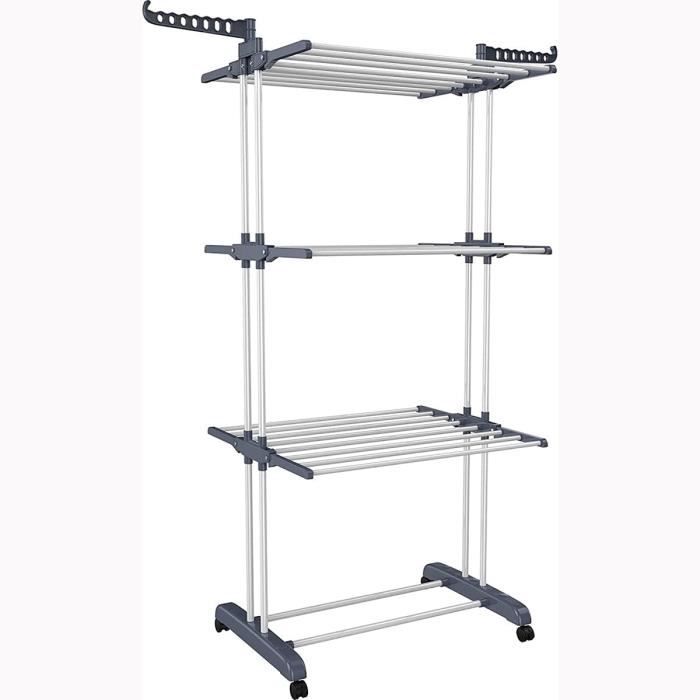 Johgee Séchoir à Linge Pliable Avec 6 Ailes Sur 4 Niveaux, Etendoir Linge Intérieur, Taille 89 X 66 X 178 Cm, Séchoir Linge Stable