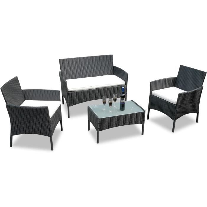 Ensemble Balcon 3 Pièces Noir - Table Et 2 Chaises Buybyroom Pour Jardin Et Terrasse