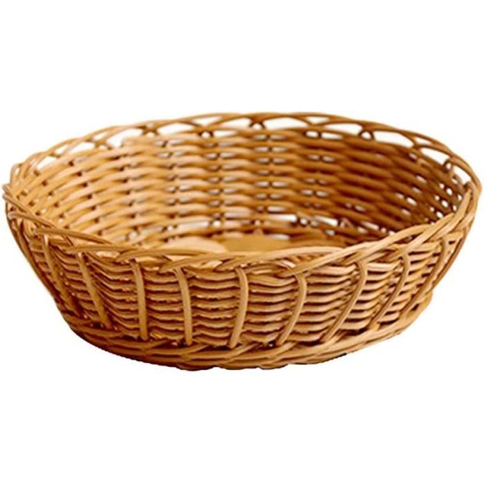Corbeille à Fruits Ronde En Rotin Naturel, Panier De Service Tissé