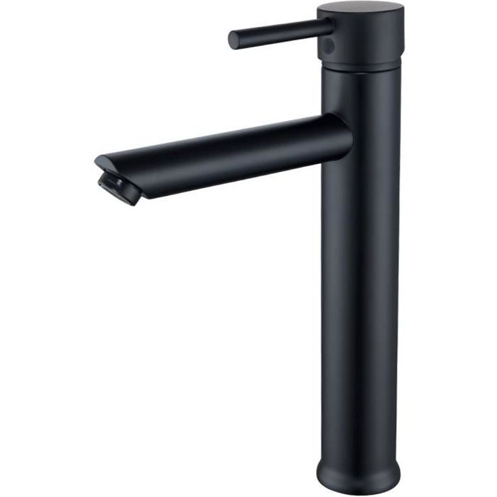 Mitigeur lavabo haut noir - ESSEBAGNO - Monotrou - Hauteur sous bec 215mm - Hauteur totale 295mm
