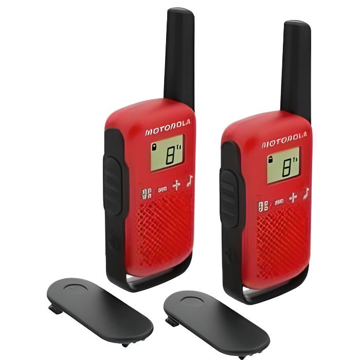 Talkies Walkies Motorola Rouge T42 - Portée 4 km - 16 canaux - Affichage LCD
