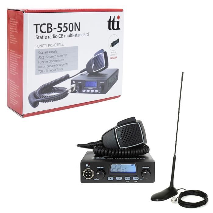 Antenne CB PNI Extra 45 - Support Magnétique - 45 Cm - Portée 10 Km - Câble RG174 4m