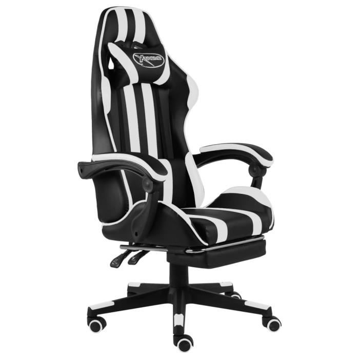 🦕6045Classique Chaise de bureau - Fauteuil de bureau Fauteuil de jeux vidéo - Chaise Confortable Fauteuil gamer et repose-pied Noir