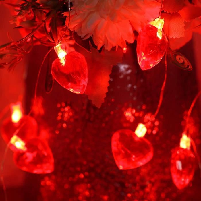 GUIRLANDE LUMINEUSE INTERIEURE Guirlande Lumineuse Coeur Rouge Saint  Valentin, Lumières Décoratives Scintillantes 253 - Cdiscount Maison