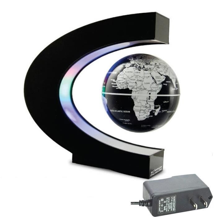 Globe flottant magnétique - Silver Black Ball - Lampe de nuit LED - Noir - Argent - Design contemporain