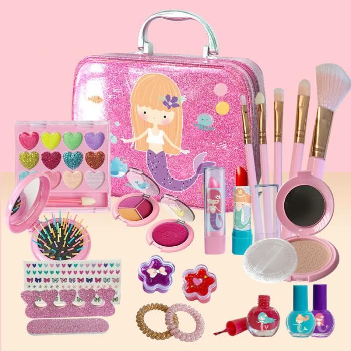 Jouet de Maquillage Jouet Fille 27pcs Lavable et Non Toxique Rose A  partir de ans