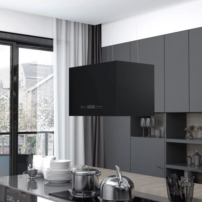 Hotte îlot aspirante - HB010 - Noir - 55 x 37 x (62-133.5) cm - 3 niveaux de vitesse - Écran LCD tactile