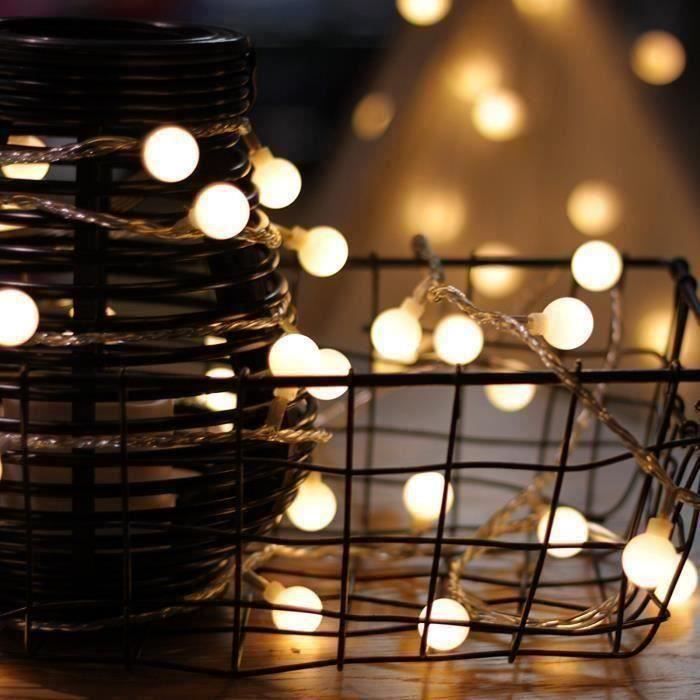 Guirlande Lumineuse 10M 80 Ampoules,Guirlande lumineuse LED à Piles Petites  Boules Blanc Chaud Décoration pour Fête Noël Mari - Cdiscount Maison