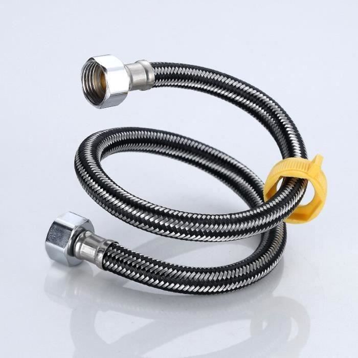 Tuyau Gaz Inox 304 1m Avec Raccords - Flexible Cuisine Domestique Anti-Fuite