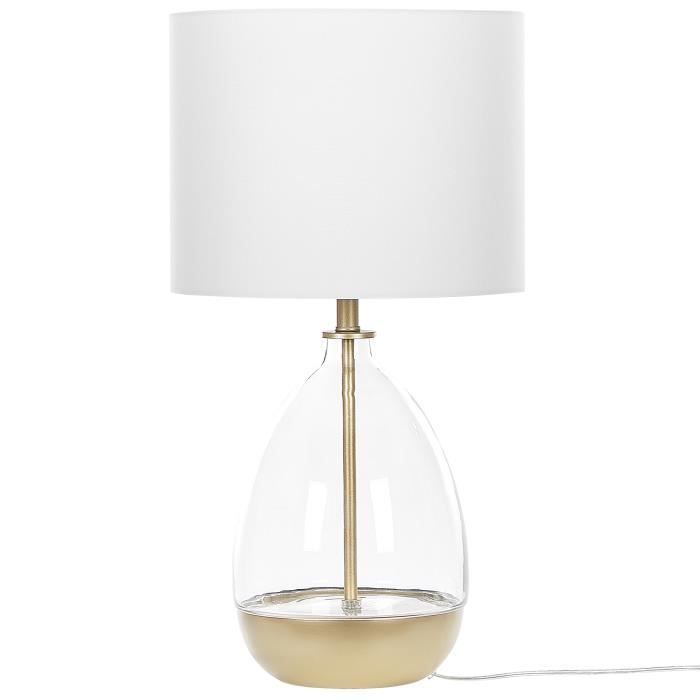 Lampe à poser en verre blanc et doré OKARI