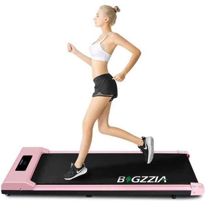Tapis de Course pliable, Electrique motorisé 10 Km/h, Vitesse Réglable, Écran LCD, Ultra Fin et Silencieux, Avec télécommande, Rose