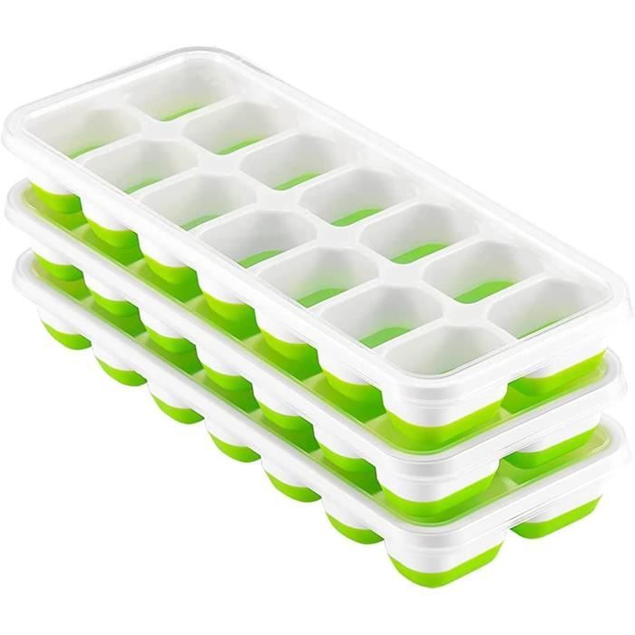 Lot De 2 Bacs à Glaçons En Silicone Avec Couvercle Étanche - Sans BPA - Parfait Pour Congélation Aliments Et Boissons