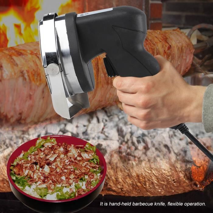 Couteau Kebab Électrique Professionnel – Lame Inox Shawarma, Épaisseur Réglable, 80W 110-220V Pour Restaurant Et Maison