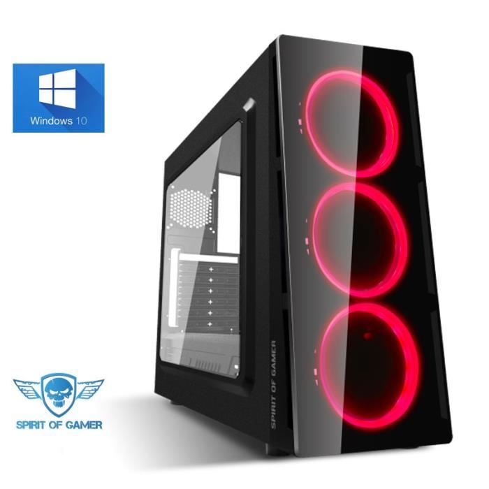Top achat Ordinateur de bureau Ordinateur Pc Gamer Deathmatch Red AMD Ryzen 5 2400G Mémoire 8Go Disque dur  1To Wifi Windows 10 pas cher