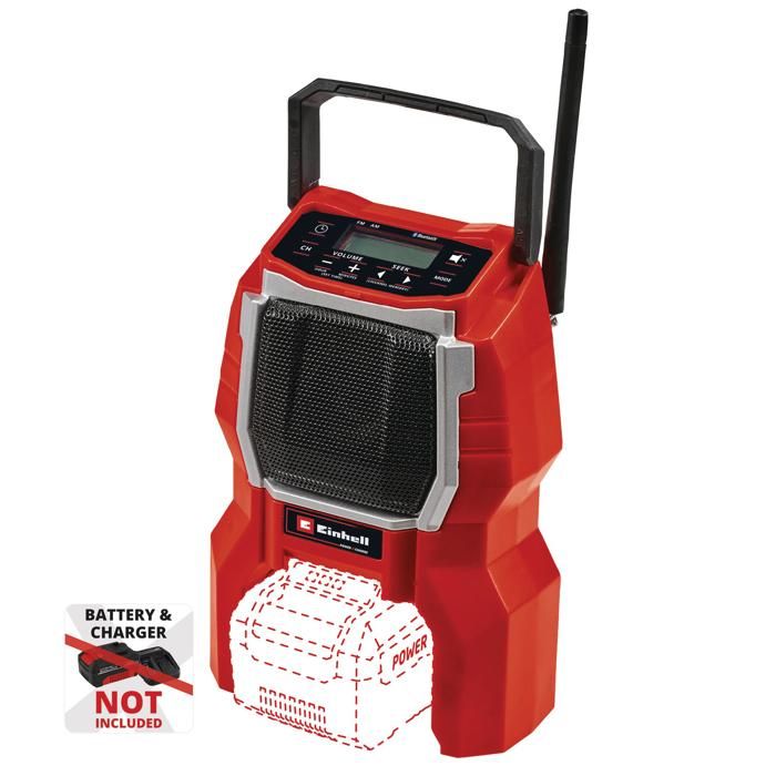 Einhell Radio sans fil TC CR 18 Li BT Solo 18V écran LCD Bluetooth Fréquence AM et FM Livré sans Batterie ni Chargeur