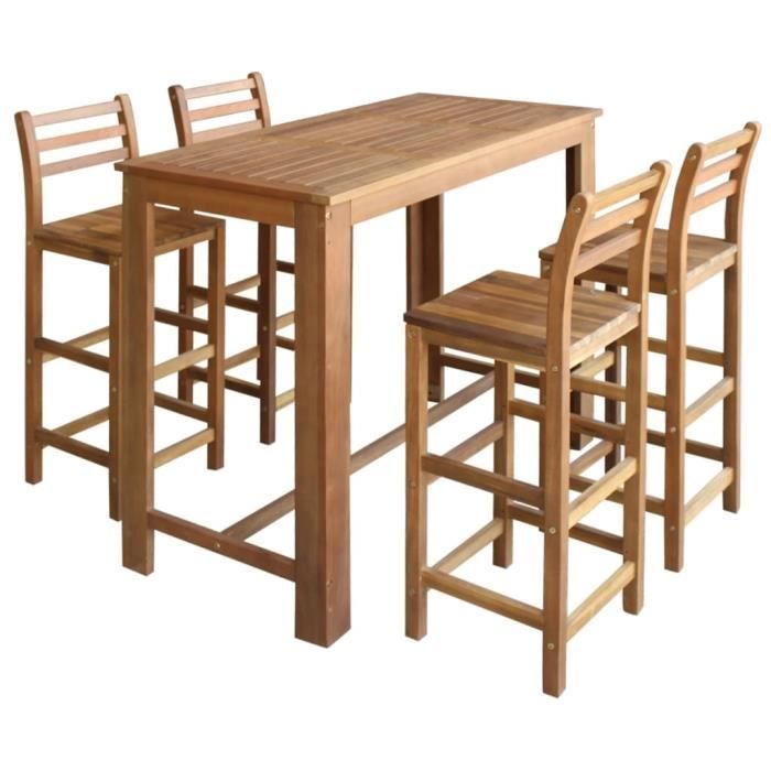 mengyyshop table et chaises de bar 5 pcs bois d'acacia massif 92431