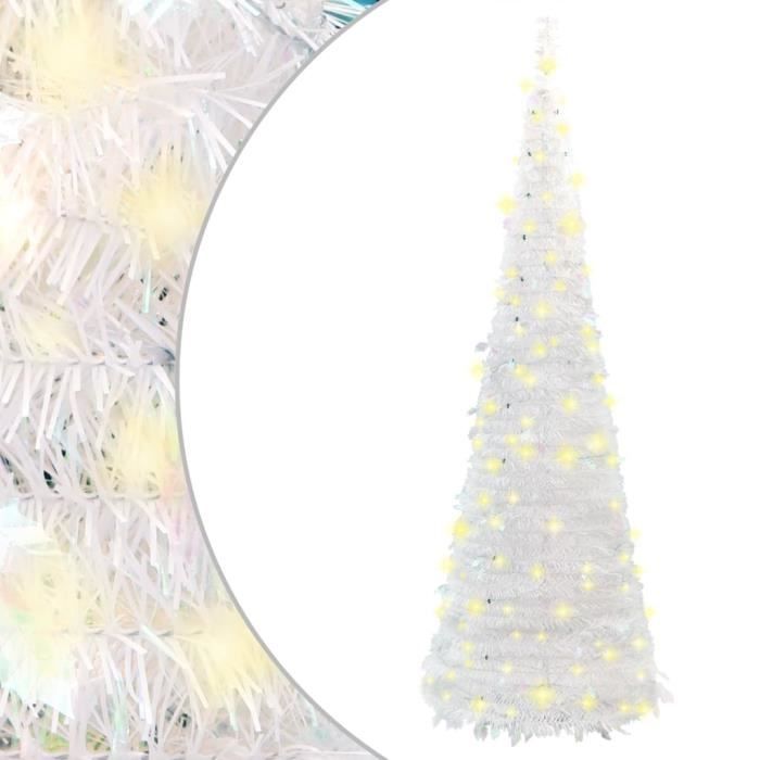 GYMAX Sapin de Noël Artificiel 180cm Lumineux LED, 240 Lumières Multicolores, 8 Modes d'Éclairage, 850 Branches Floqué de Neige, 3 Type de Feuilles avec Pommes de Pin, pour Décoration Intérieur Maison