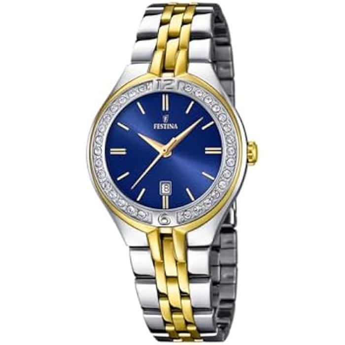 Festina F16868/3 Montre femme bicolore acier inox/or plaqué 5 ATM bracelet acier massif pierres CZ Festina F16868/3 Montre femme bicolore acier inox/or plaqué 5 ATM bracelet acier massif pierres CZ